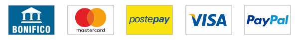 Pagamento con Bonifico Bancario, Visa, Mastercard, Postepay, PayPal